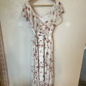 Baltic Born White and Brown Floral Maxi Dress